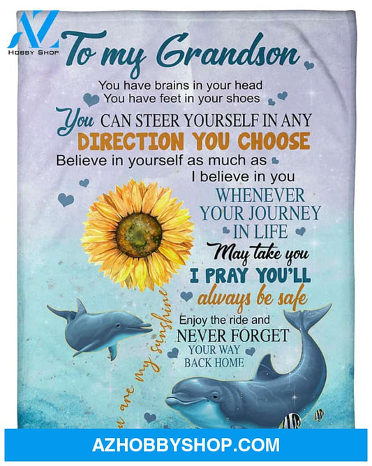 Personalized To My Grandson Fleece Blanket From Grandparent Whenever Your Journey In Life Great Customized Blanket For Birthday Christmas Thanksgiving