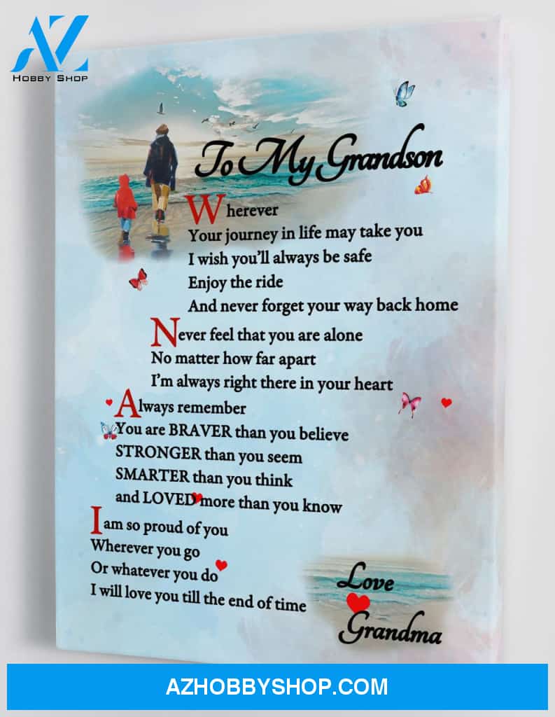 Top #94 To My Grandson From Grandma Canvas Wall Art, Wall Decor Visual Art Unique Gifts
