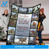 To My Grandson From Grandma Dinosaur Fleece Blanket,Gifts Birthday, Sherpa Blanket, Mink Blanket, Family Blanket, Special