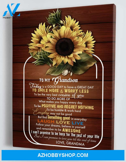 Top #99 To My Grandson From Grandma Sunflower Canvas Wall Art, Wall Decor Visual Art Unique Gifts