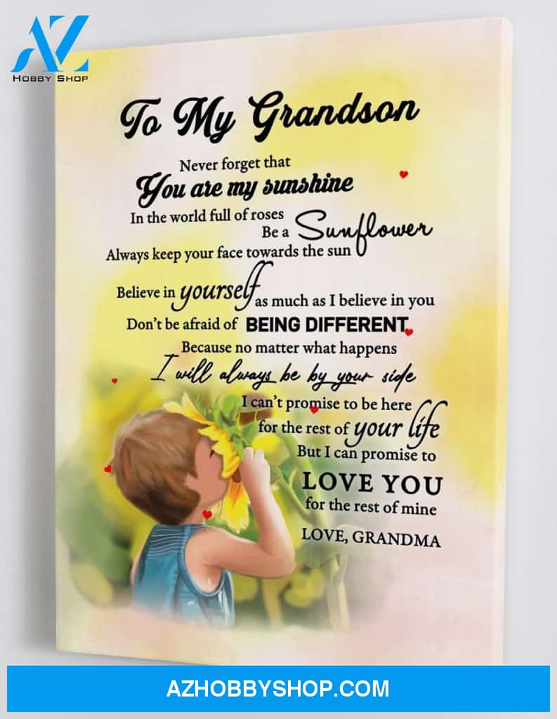 To My Grandson - From Grandma - Sunflower Framed Canvas Gift GMS015