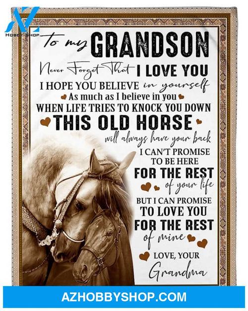 Personalized To My Grandson Horse Fleece Blanket From Grandma I Love You For The Rest Of Mine Great Customized Gift For Birthday Christmas Thanksgiving