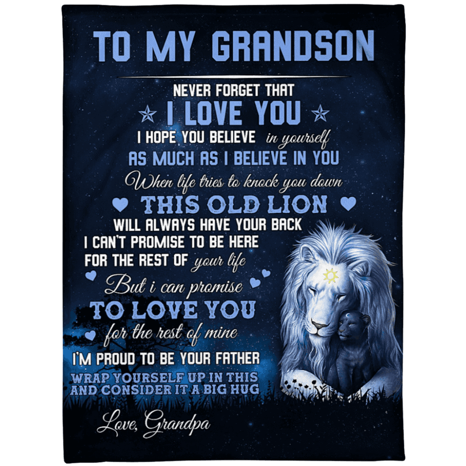 to My Grandson I'm Proud to Be Your Father from Lion Grandpa Blanket Gift for Grandson Birthday Gift Home Decor Bedding Couch Sofa Soft and Comfy Cozy