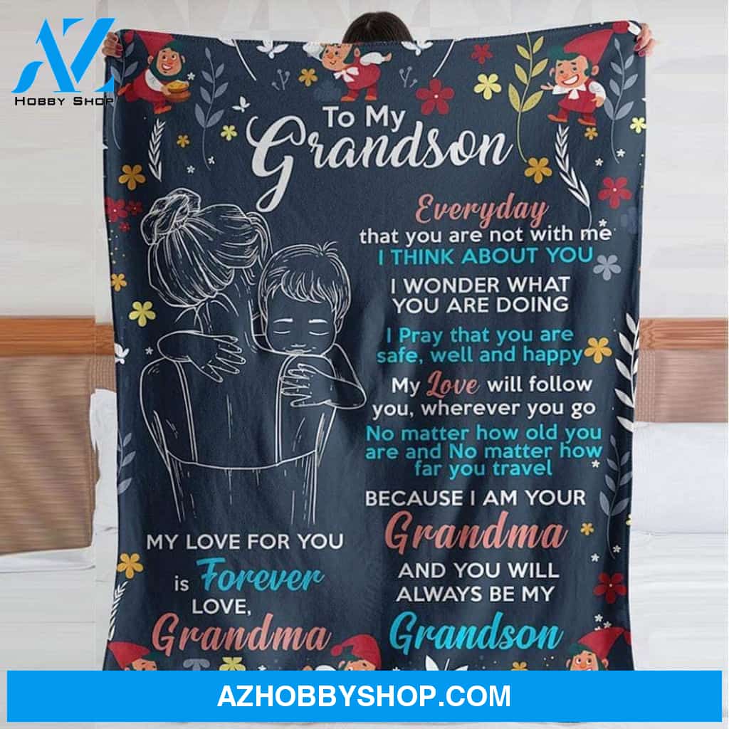 Personalized to My Grandson Letter Fleece Blanket for Grandson from Grandparents Everyday That You are Not with Me Great for Birthday Christmas Thanksgiving Graduation Wedding