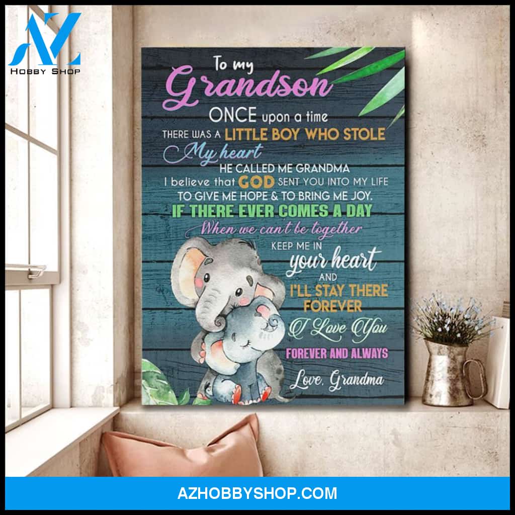 To My Grandson Little Boy Stole My Heart Canvas Gift For Grandson Gift From Grandma