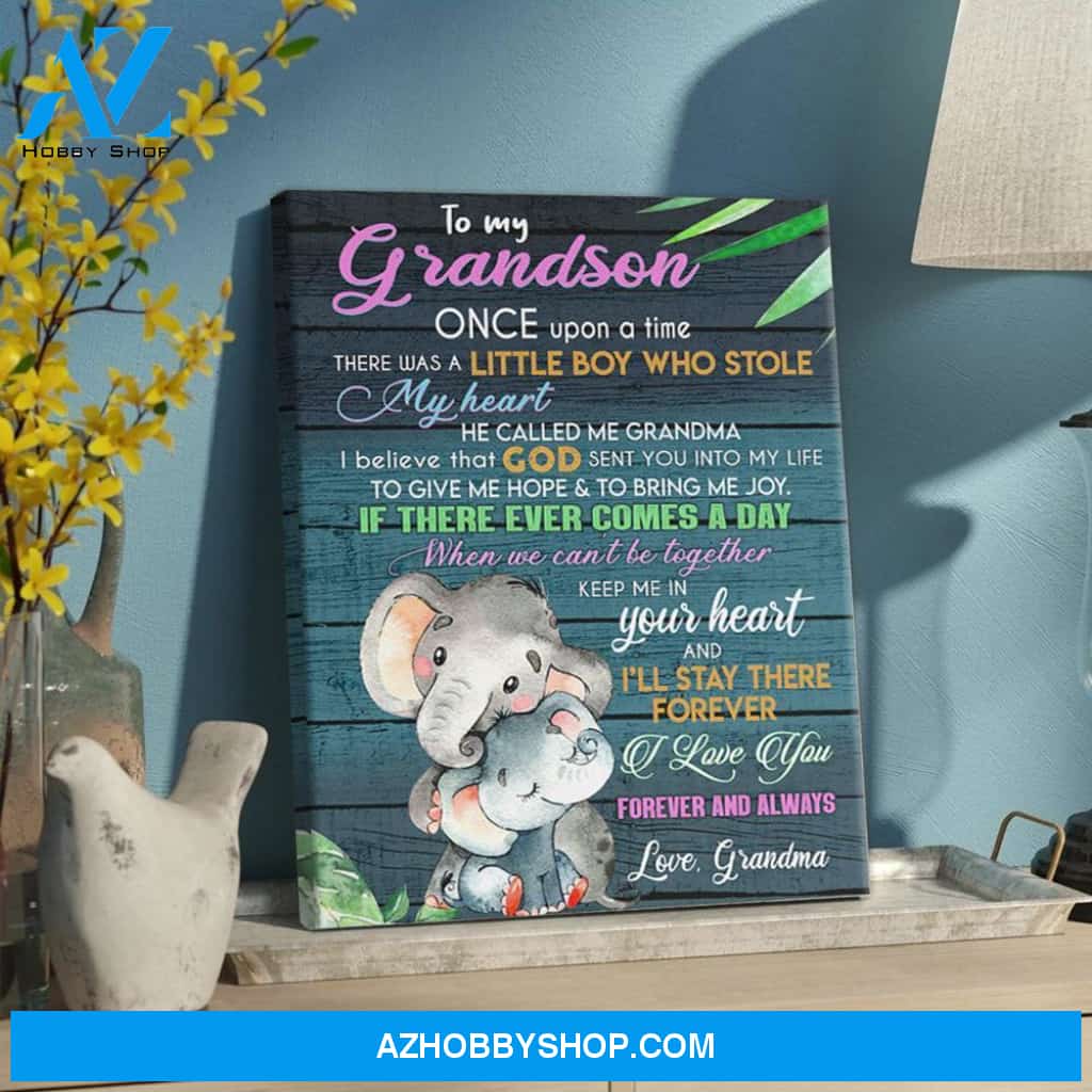 To My Grandson Little Boy Stole My Heart Canvas Gift For Grandson Gift From Grandma