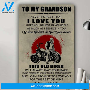 To my grandson never forget biker poster Gift for grandson from grandpa