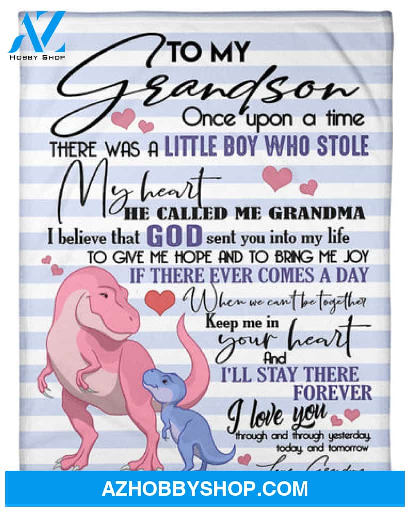 To My Grandson Once Upon a Time There Was A Little Boy Who Stole - Dinosaur Blanket For Grandson Gift From Grandma 