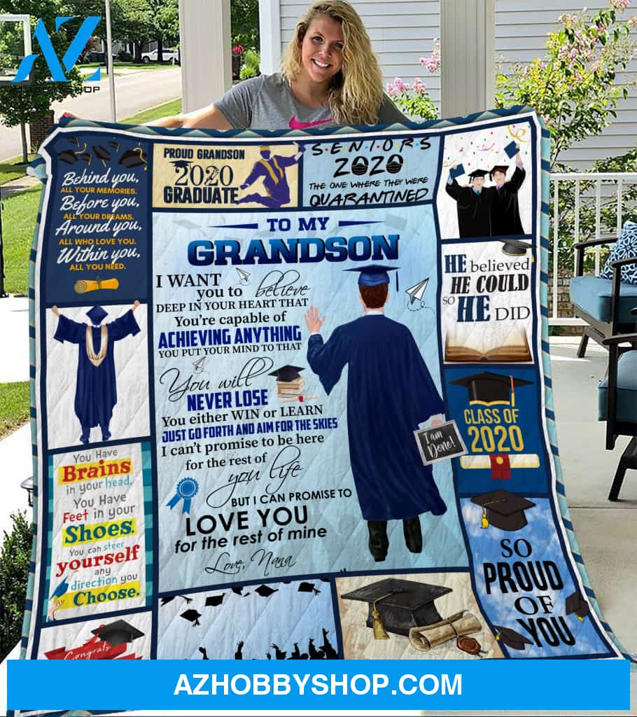 To My Grandson Senior 2020 Nana Quilt Blanket - FitWearPro