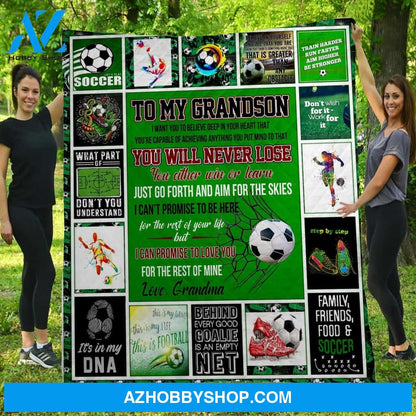 Personalized To My Grandson Soccer Fleece Blanket From Grandma Don't Wish For It - Walk For It Great Customized Gifts For Birthday Christmas Thanksgiving