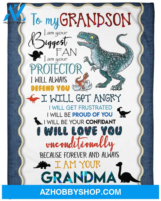 Personalized To My Grandson Trex Dinosaur Fleece Blanket From Grandma I Will Be Proud Of You Great Customized Gift For Birthday Christmas Thanksgiving
