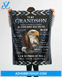 To My Grandson When A Storm Is Coming - Eagle Blanket Gift For Grandson From Grandma Family Birthday Gift Home Decor Bedding Couch Sofa Soft And Comfy Cozy