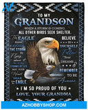 To My Grandson When A Storm Is Coming - Eagle Blanket Gift For Grandson From Grandma Family Birthday Gift Home Decor Bedding Couch Sofa Soft And Comfy Cozy