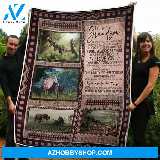 To My Grandson You Are A Gift From Heaven Gift From Grandma Fleece Blanket - Quilt Blanket
