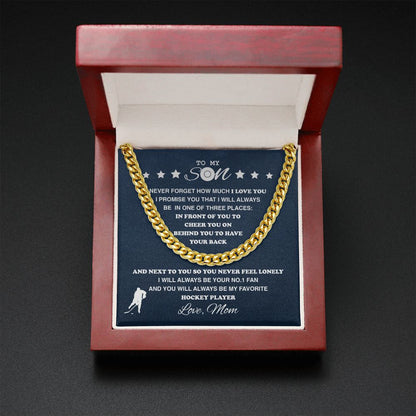 To My Hockey Son, From Mom - Cuban Link Necklace, Cuban Link Chain