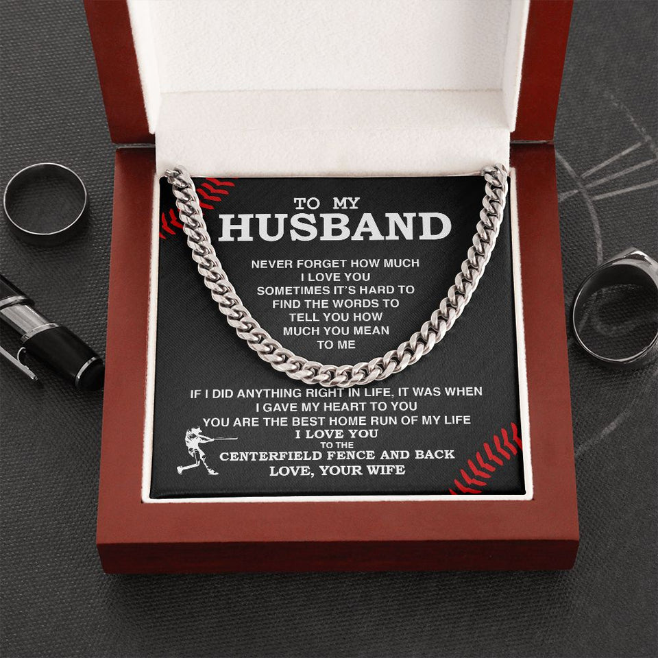 To My Husband - Best Home Run, Never Forget, Cuban Link Chain