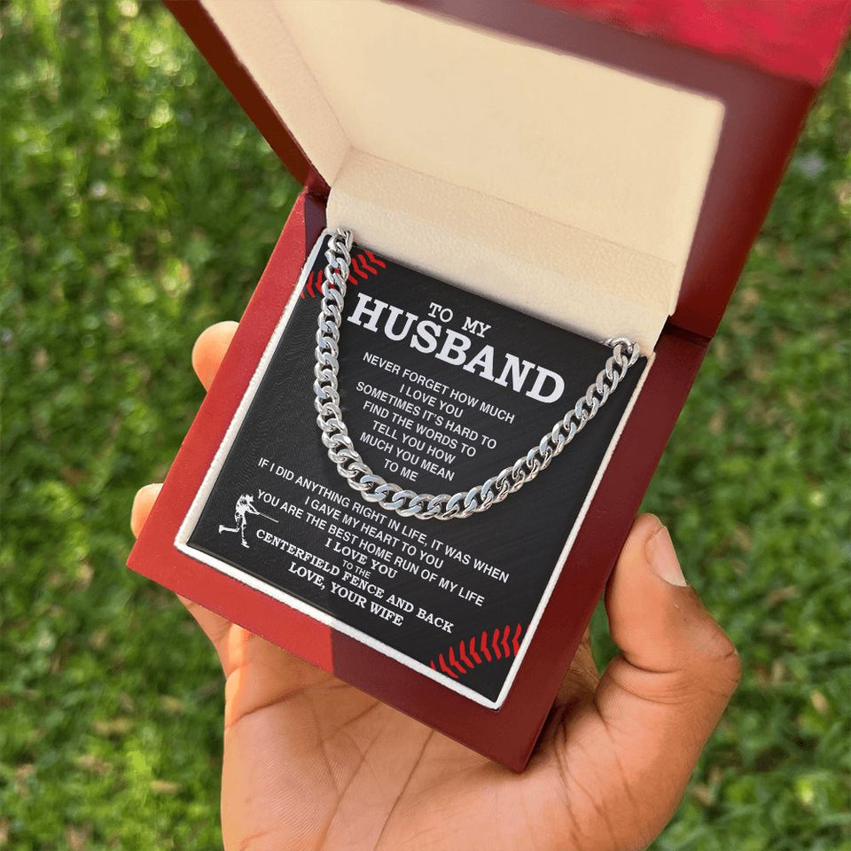 To My Husband - Best Home Run, Never Forget, Cuban Link Chain