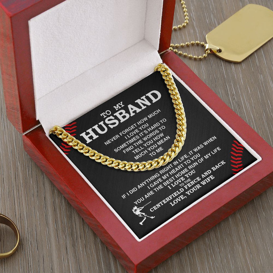 To My Husband - Best Home Run, Never Forget, Cuban Link Chain