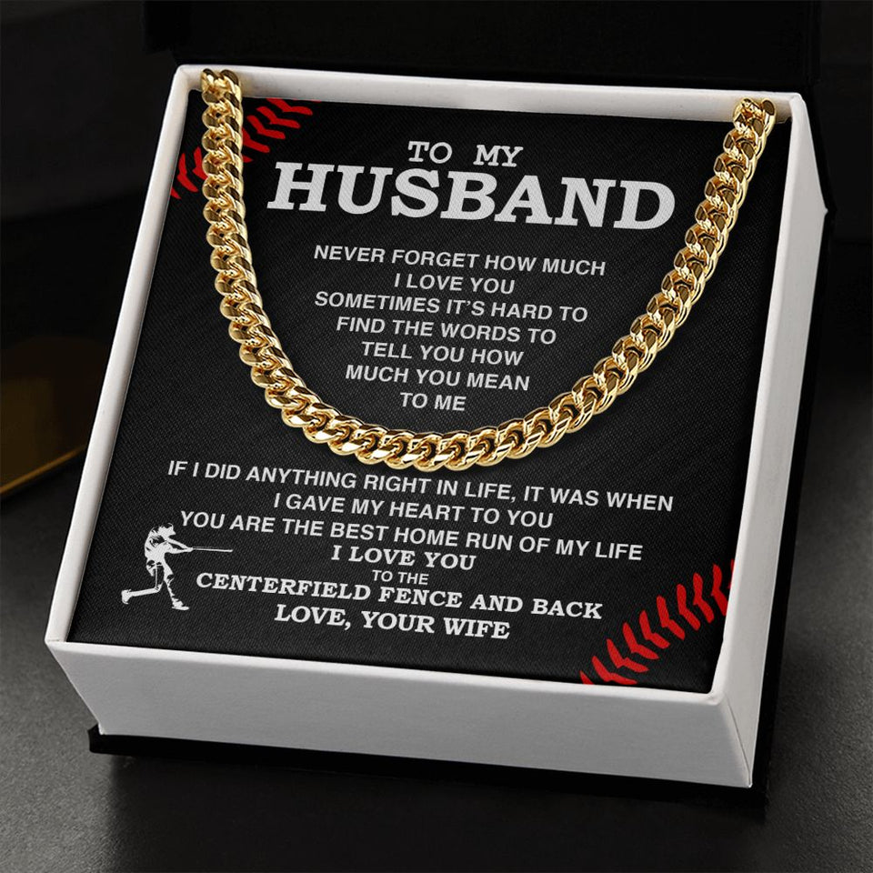To My Husband - Best Home Run, Never Forget, Cuban Link Chain
