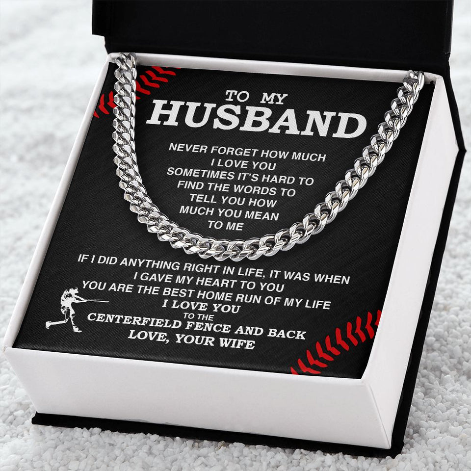 To My Husband - Best Home Run, Never Forget, Cuban Link Chain