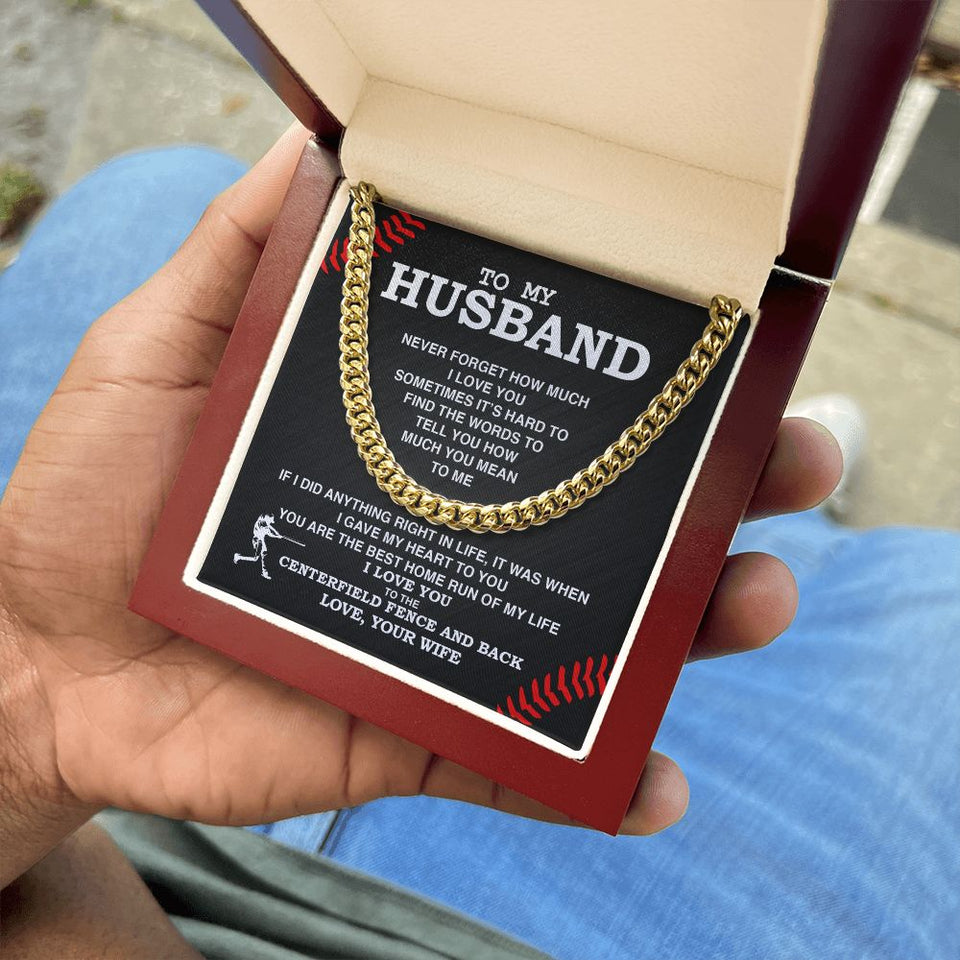 To My Husband - Best Home Run, Never Forget, Cuban Link Chain