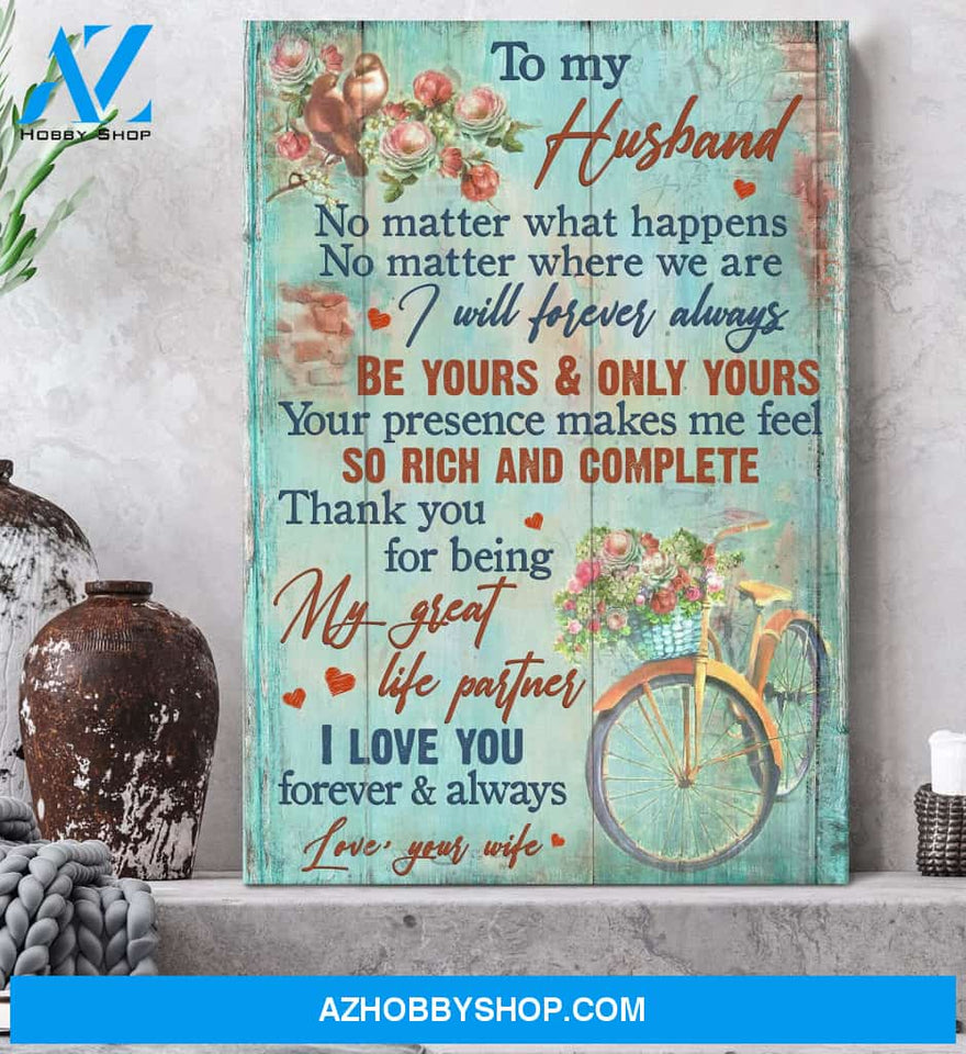 To my husband - Bicycle with flower basket - Thank you for being my great life partner - Portrait Canvas Prints, Wall Art