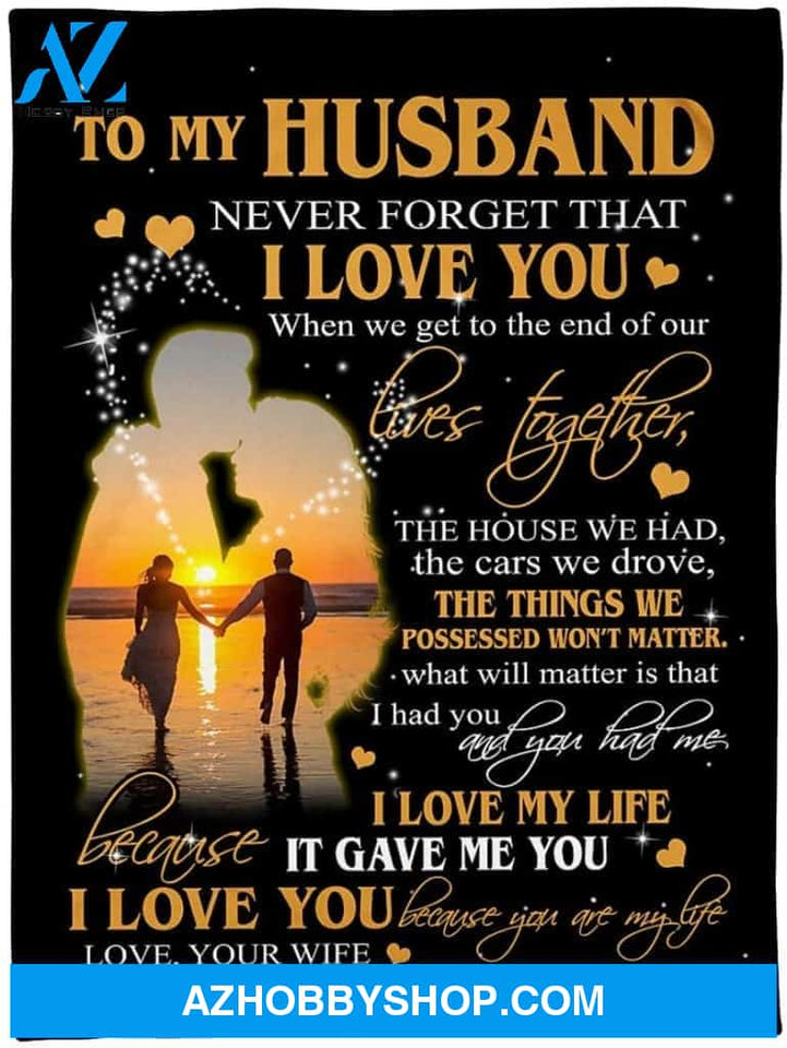 to My Husband Blanket - I Love You Family Love Quote Fleece Blanket - Personalized Custom Photo Gift from Wife on Anniversary, Birthday, Christmas