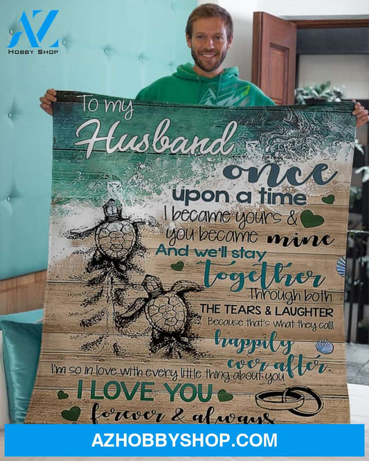 To My Husband Blanket Turtle Fleece Blanket