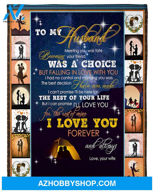 Personalized To My Husband Camping Fleece Blanket From Wife Meeting You Was Fate Great Customized Gift For Birthday Christmas Thanksgiving Anniversary Father's Day