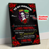 To My Husband - Custom Personalized Names Roses Gothic Skull Matte Canvas