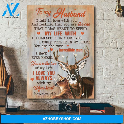 To my husband - Deer couple - I love you always - Couple Portrait Canvas Prints, Wall Art
