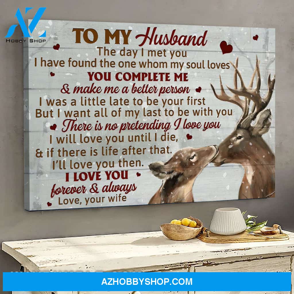 To my husband - Deer couple - There is no pretending, I love you - Couple Landscape Canvas Prints, Wall Art