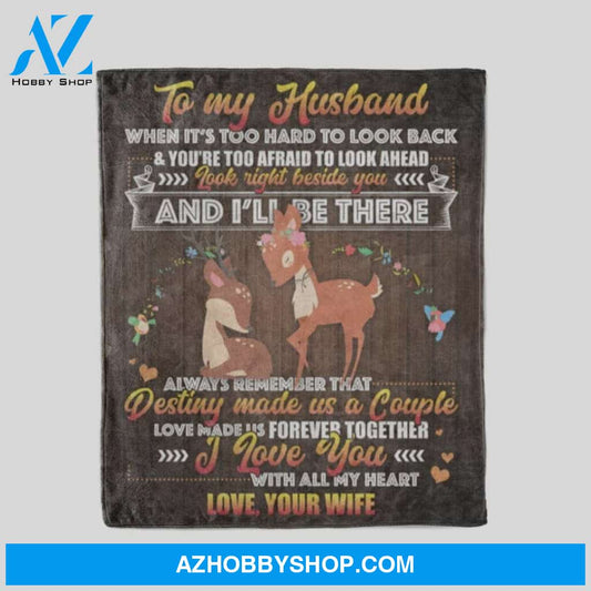 Personalized To My Husband Deer Fleece Blanket From Wife I Love You With All My Heart Great Customized Blanket For Birthday Christmas Thanksgiving