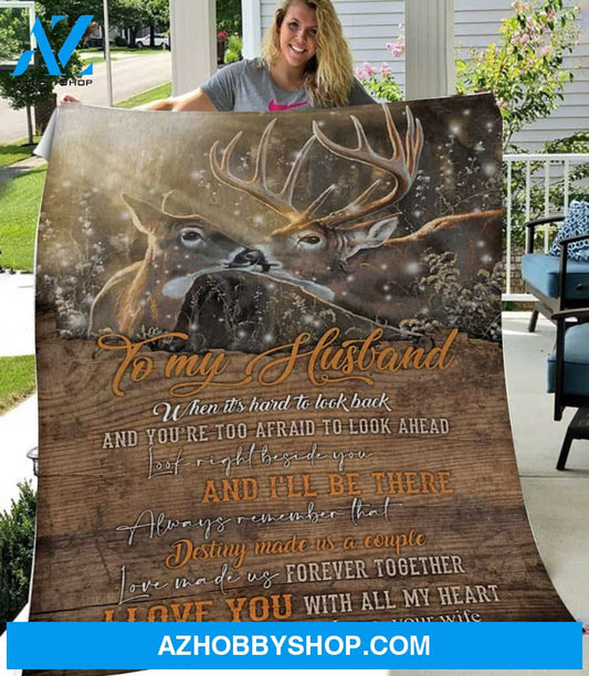 Personalized To My Husband Deer Fleece Blanket From Wife I Love You With All My Heart Great Customized Blanket Gifts For Valentine's Day Birthday Christmas Thanksgiving