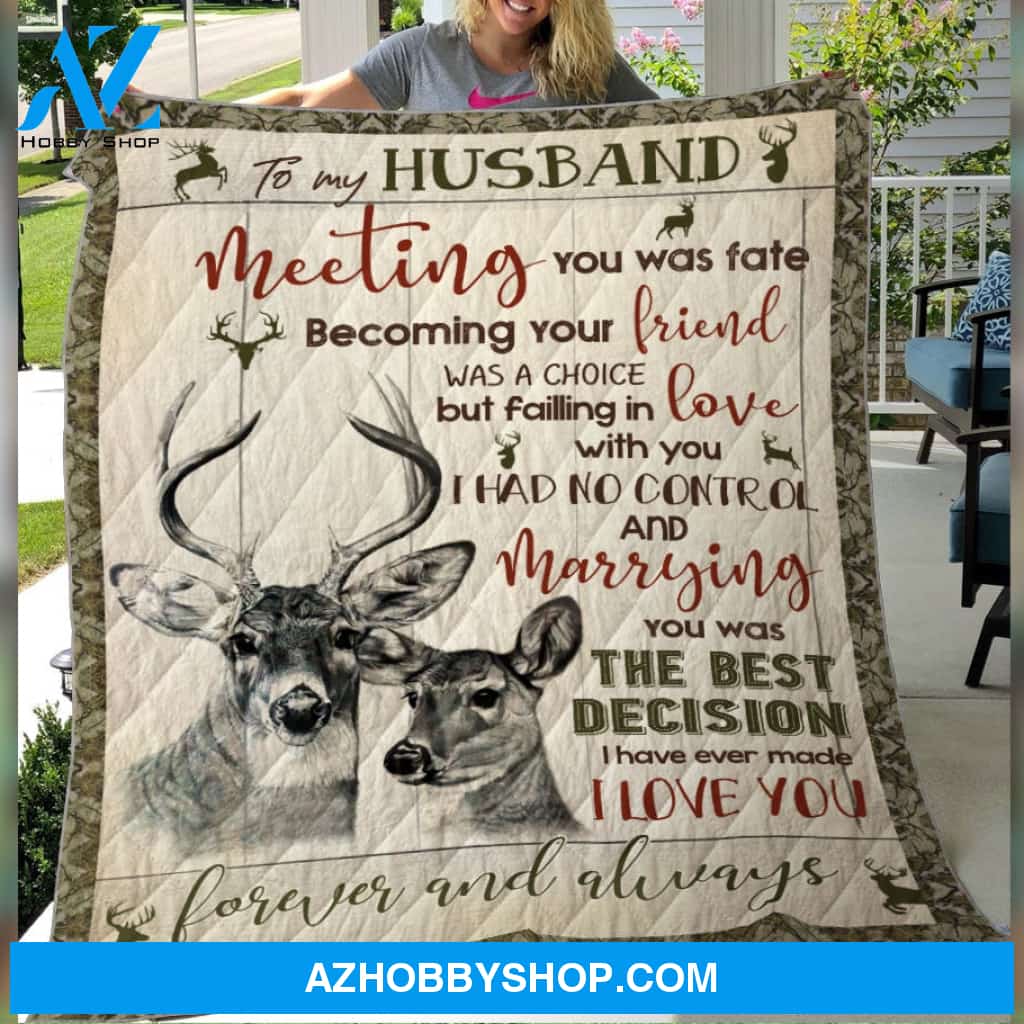 Personalized To My Husband Deer Hunting Fleece Blanket Love You Forever and Always Great Customized Blanket Gifts For Mother's Day Birthday Christmas Thanksgiving