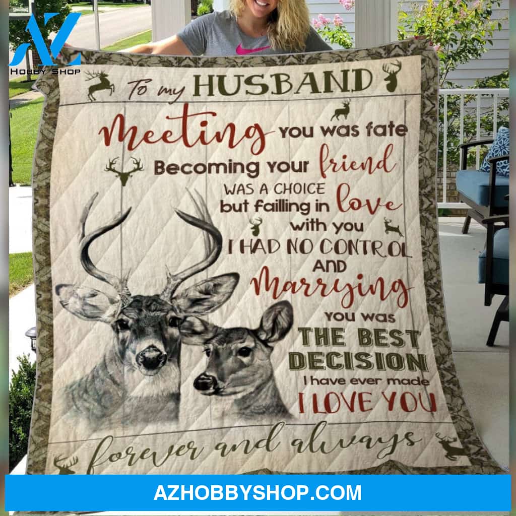 Personalized To My Husband Deer Hunting Fleece Blanket Love You Forever and Always Great Customized Blanket Gifts For Mother's Day Birthday Christmas Thanksgiving