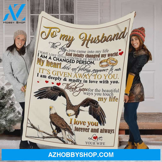 Personalized To My Husband Eagle Fleece Blanket From Wife I Love You Forever And Always Great Customized Blanket For Birthday Christmas Thanksgiving