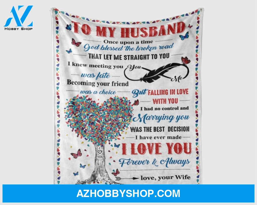 Personalized To My Husband Fleece Blanket From Wife God Blessed The Broken Road Great Customized Blanket For Birthday Christmas Thanksgiving Anniversary