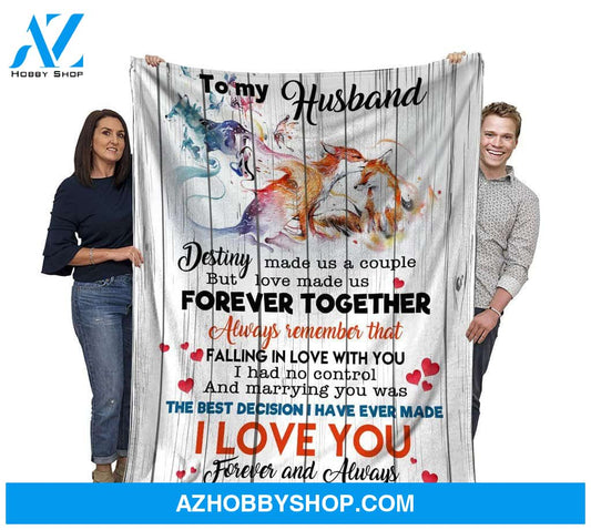 Personalized To My Husband Fox Fleece Blanket Love Made Us Forever Together Great Customized Gift For Father's Day Anniversary Birthday Christmas Thanksgiving