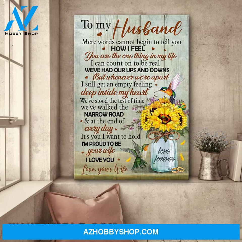 To my husband - Hummingbird and sunflower - I'm proud to be your wife - Couple Portrait Canvas Prints, Wall Art