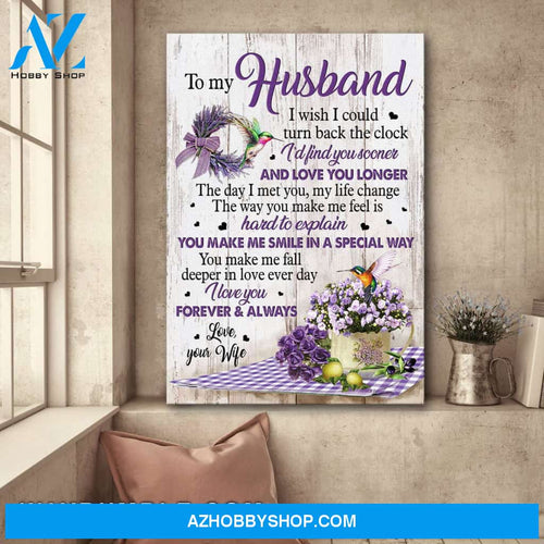 To my husband - Purple Roses and Hummingbirds - I love you forever & always - Couple Portrait Canvas Prints, Wall Art