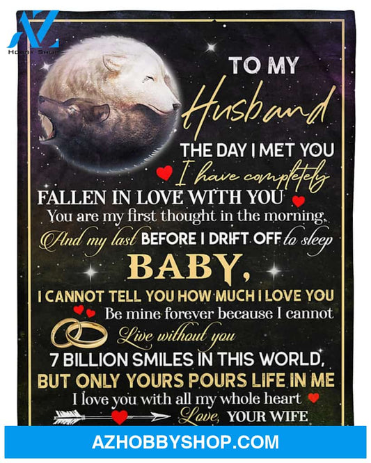 Personalized To My Husband Wolf Fleece Blanket From Wife Be Mine Forever Great Customized Gift For Birthday Christmas Thanksgiving Anniversary Father's Day