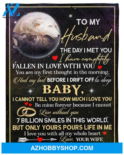 Personalized To My Husband Wolf Fleece Blanket From Wife Be Mine Forever Great Customized Gift For Birthday Christmas Thanksgiving Anniversary Father's Day