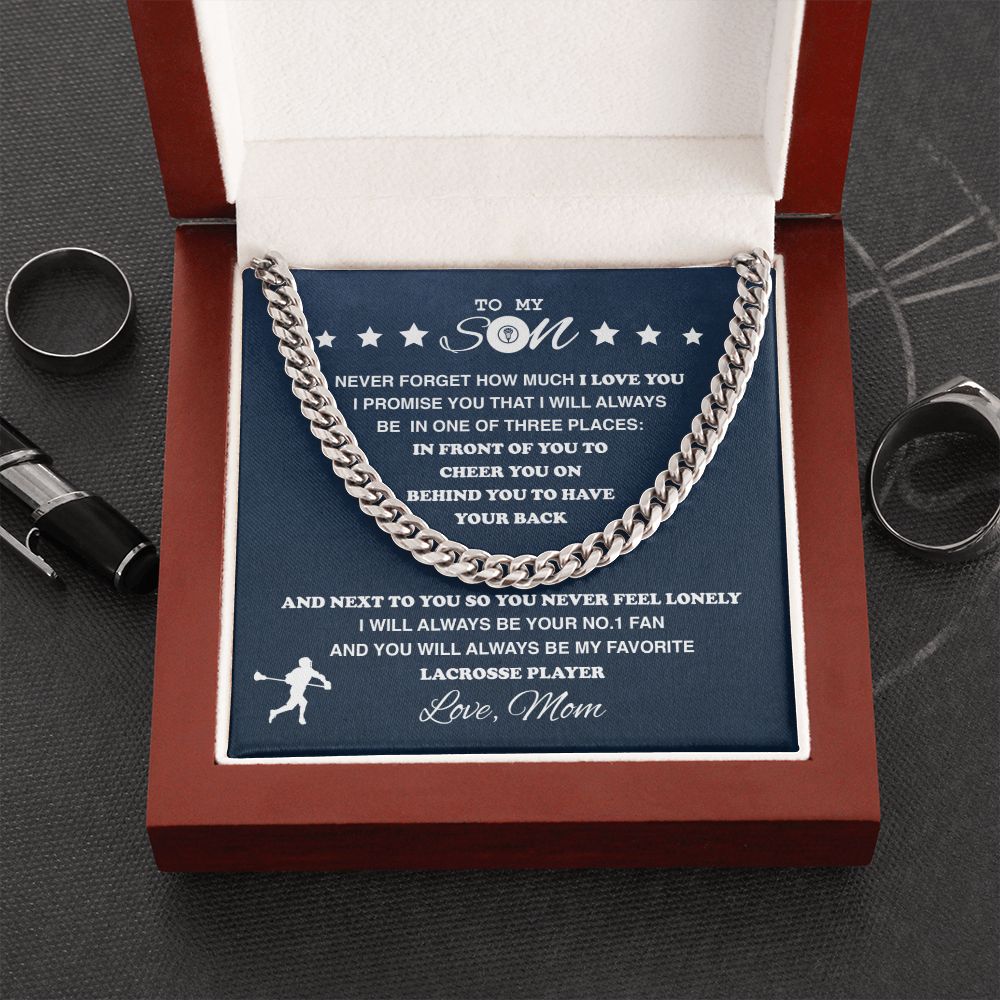 To My Lacrosse Son, From Mom - Cuban Link Necklace, Cuban Link Chain