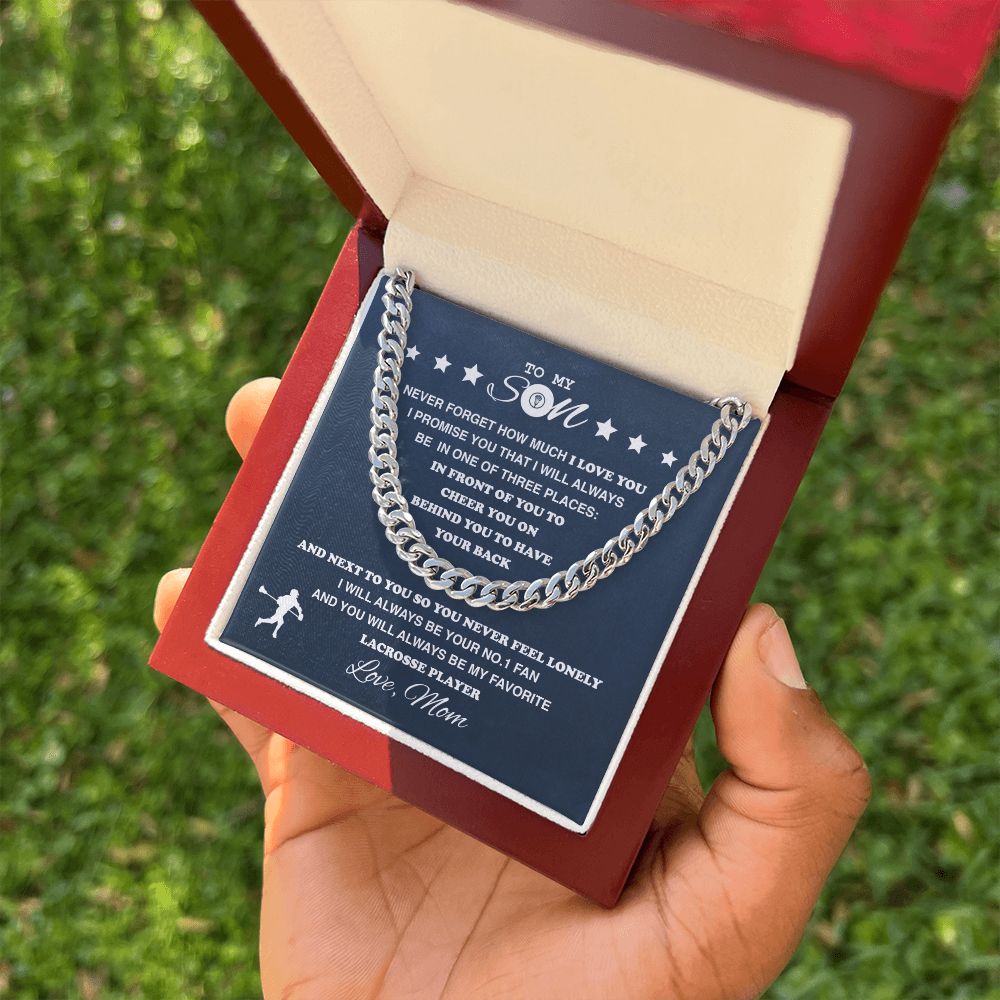 To My Lacrosse Son, From Mom - Cuban Link Necklace, Cuban Link Chain