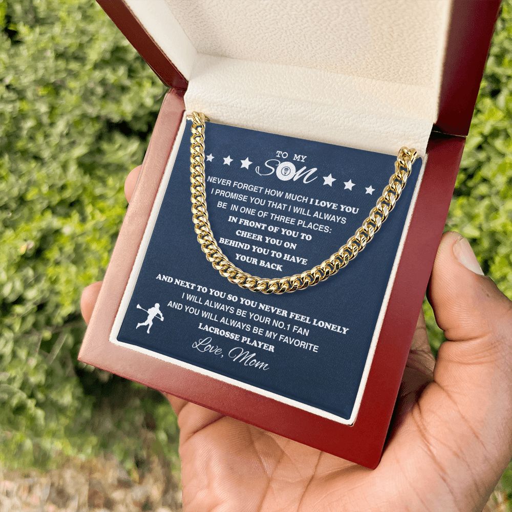 To My Lacrosse Son, From Mom - Cuban Link Necklace, Cuban Link Chain