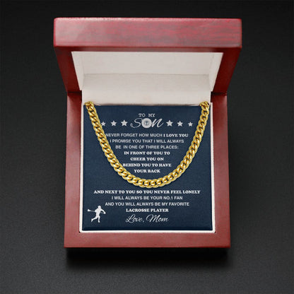 To My Lacrosse Son, From Mom - Cuban Link Necklace, Cuban Link Chain
