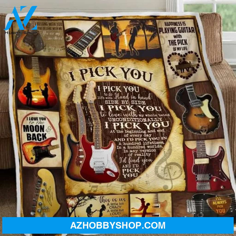 To My Love I Pick You Electric Guitar Fleece Blanket Gift For People Home Decor Bedding Couch Sofa Soft And Comfy Cozy