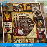To My Love I Pick You Electric Guitar Fleece Blanket Gift For People Home Decor Bedding Couch Sofa Soft And Comfy Cozy
