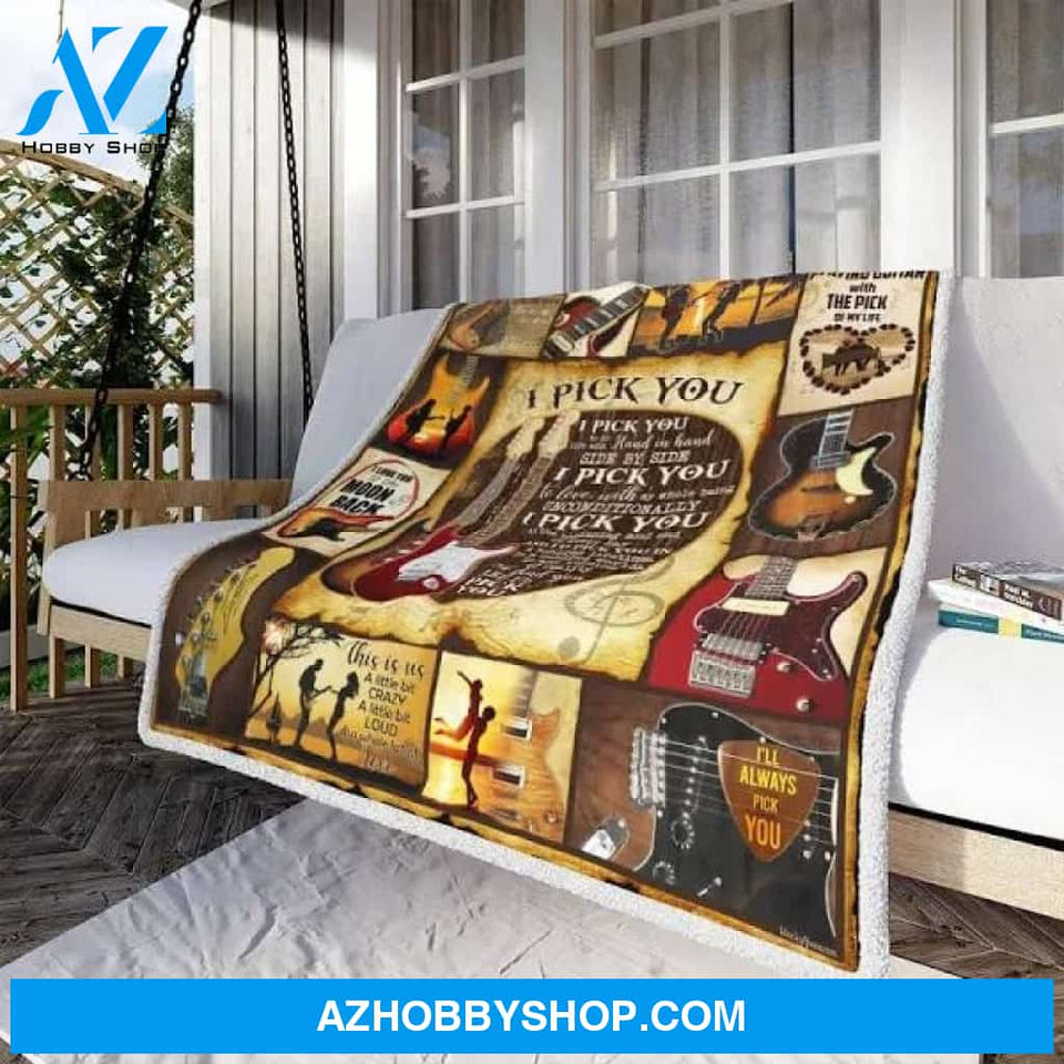 To My Love I Pick You Electric Guitar Fleece Blanket Gift For People Home Decor Bedding Couch Sofa Soft And Comfy Cozy